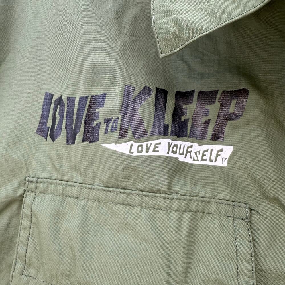 Love to Kleep Short Sleeve Coach Jacket Men L Olive Green Black Street Wear - Picture 6 of 15